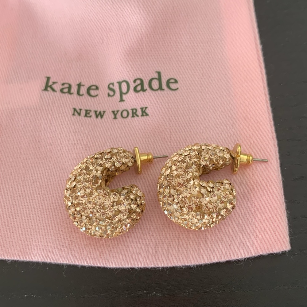 kate spade gold adore-ables clay pavé huggies